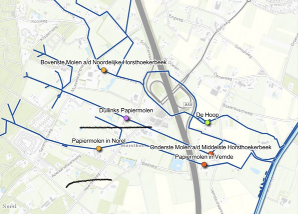 De drie Horsthoekerbeken met de watermolens
